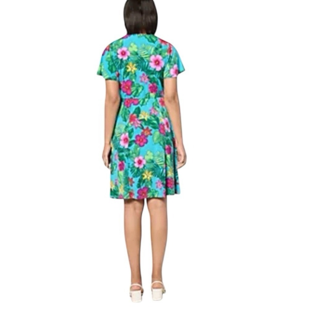 Susan Graver Womens Plus Size 3X Faux Wrap V Neck Mini Dress Liquid Knit Stretch - Picture 5 of 15
